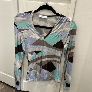Emilio Pucci Long Sleeve Printed Shirt – Size M (Fits S)